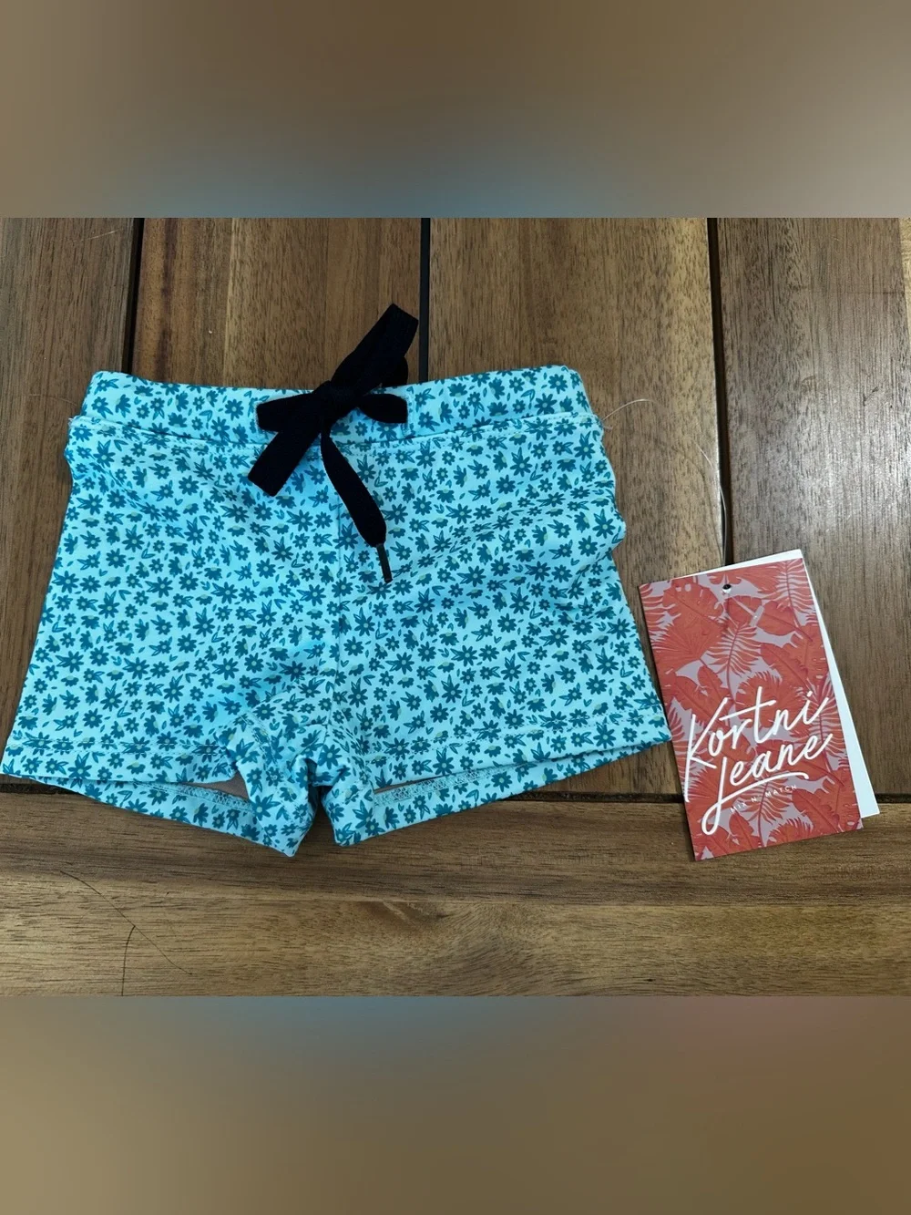 Kortni Jeane Aqua Floral Baby Euro Swim shorts size 6m